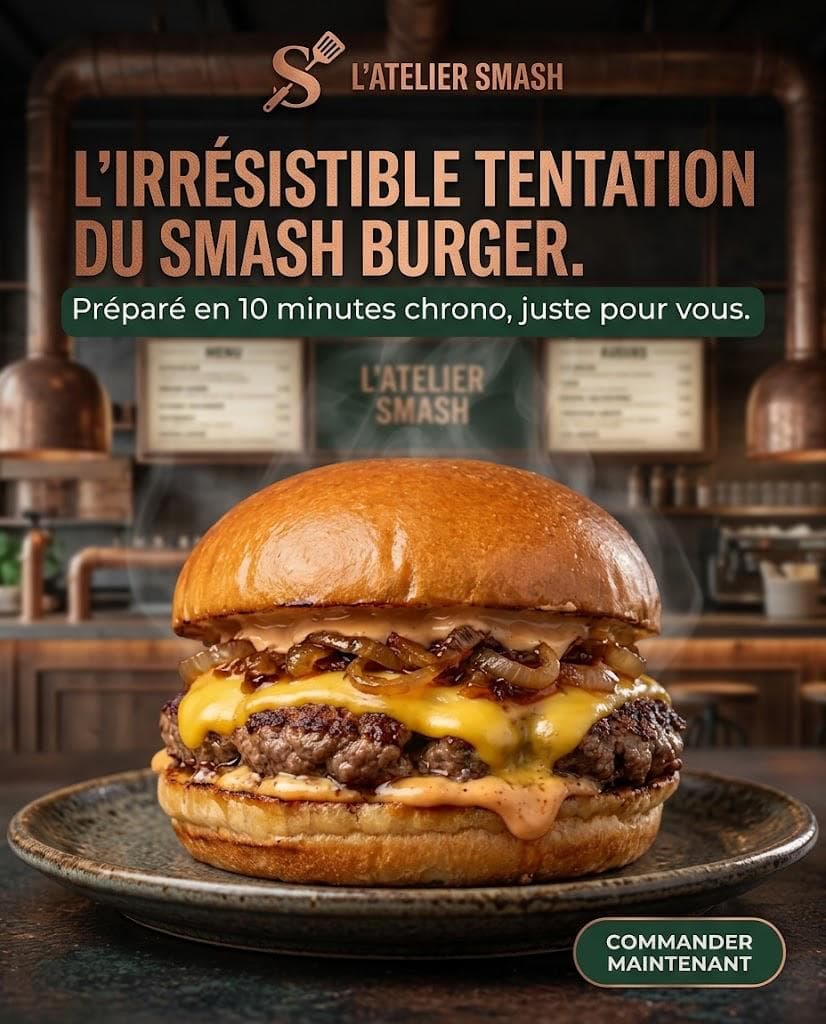Créative publicitaire pour un restaurant burger
