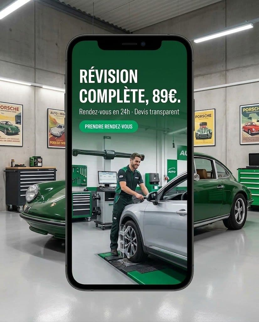 Créative publicitaire pour un garage automobile