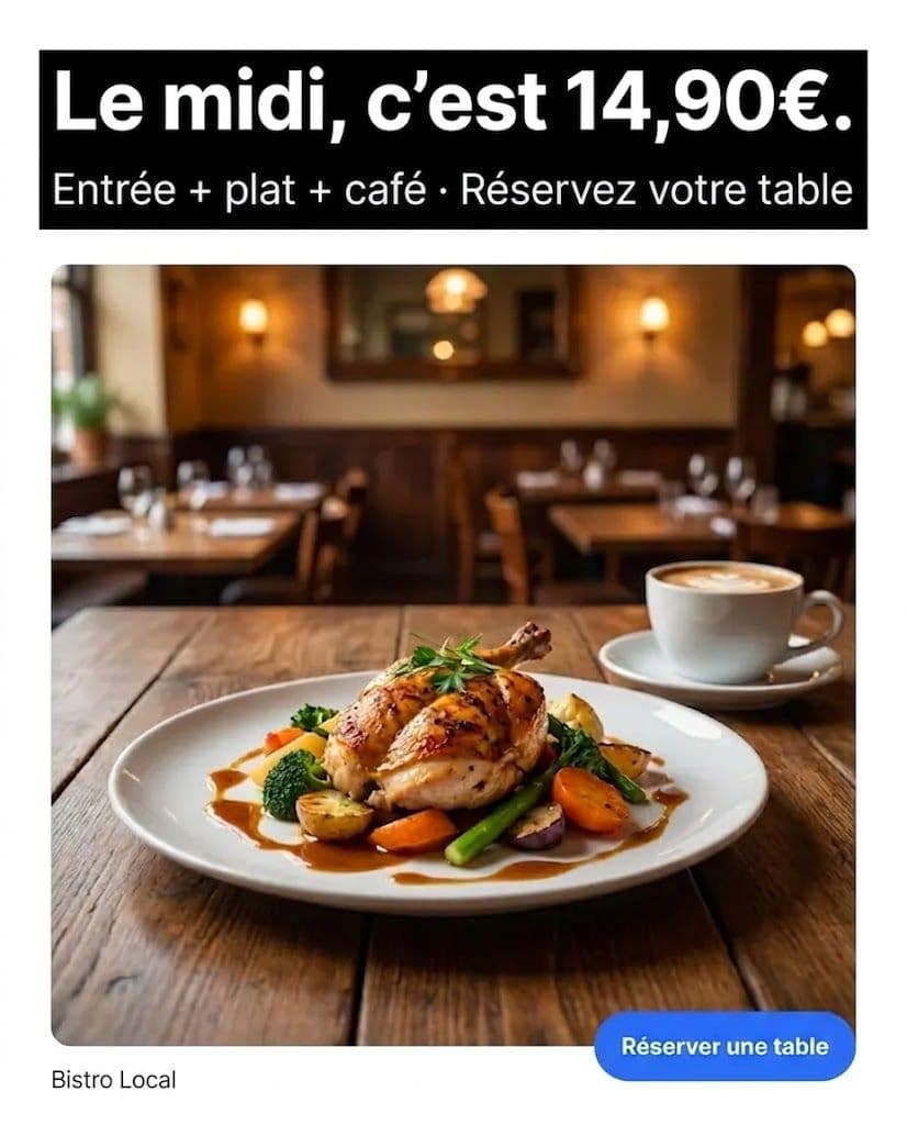 Créative publicitaire pour un restaurant gastronomique