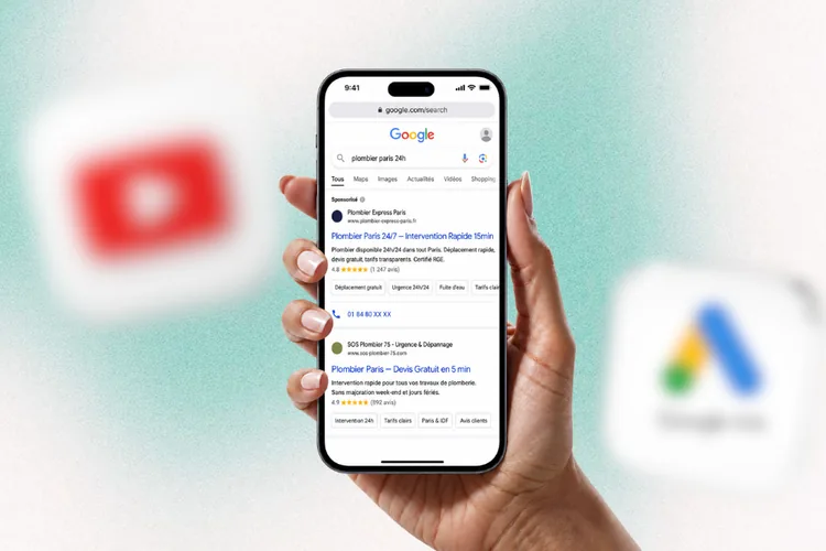 Annonce diffusée dans les résultats Google